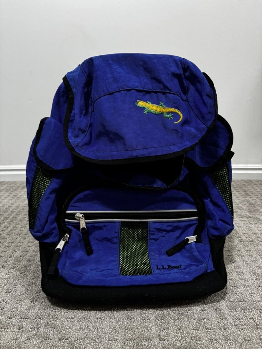 L.L.Bean Rolling Book Pack Blue Gecko Wheeled Backpack Kids School Travel